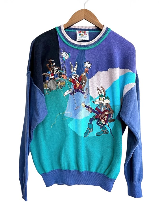 Warner Bros. Other - Vintage Looney Tunes Limited Edition Sweater Bugs Bunny Wile E Coyote Band L
